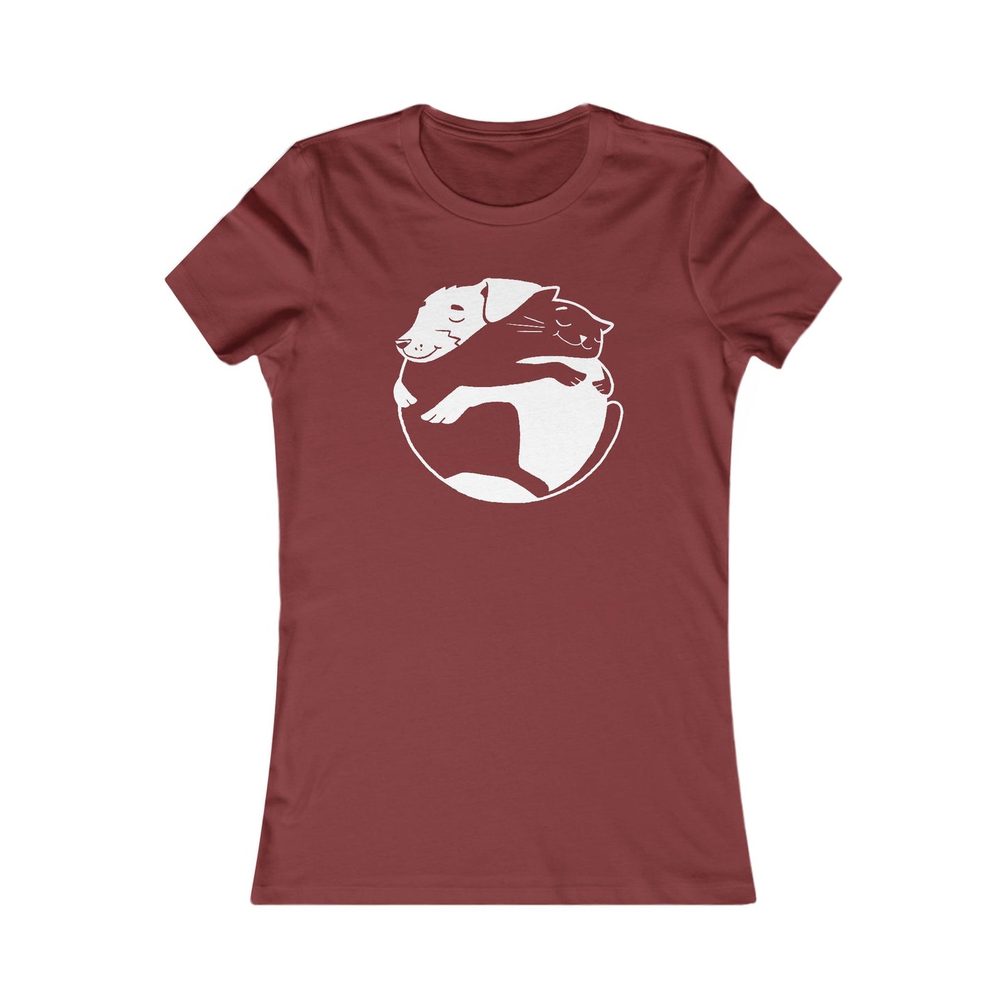 Dog & Cat Hugging Women's Fitted Tee