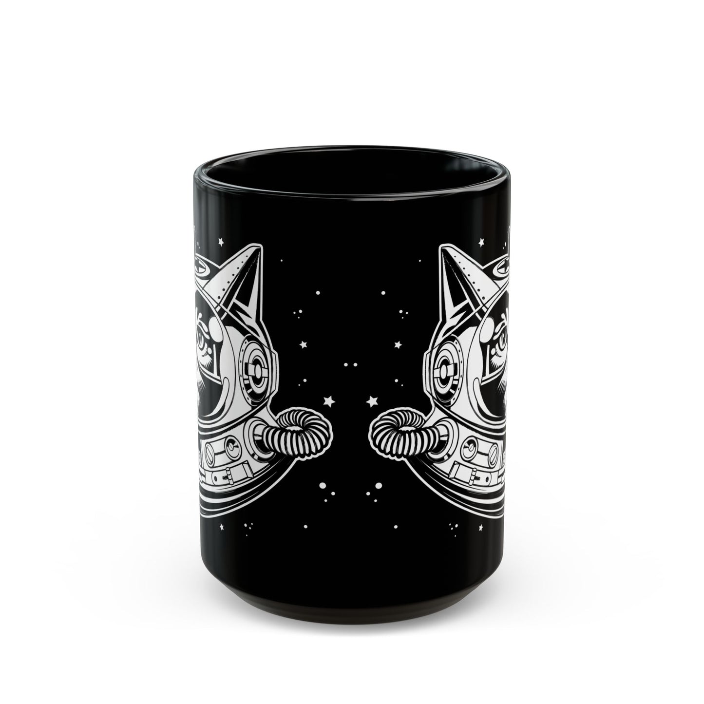 Space Cat 15oz Black Mug
