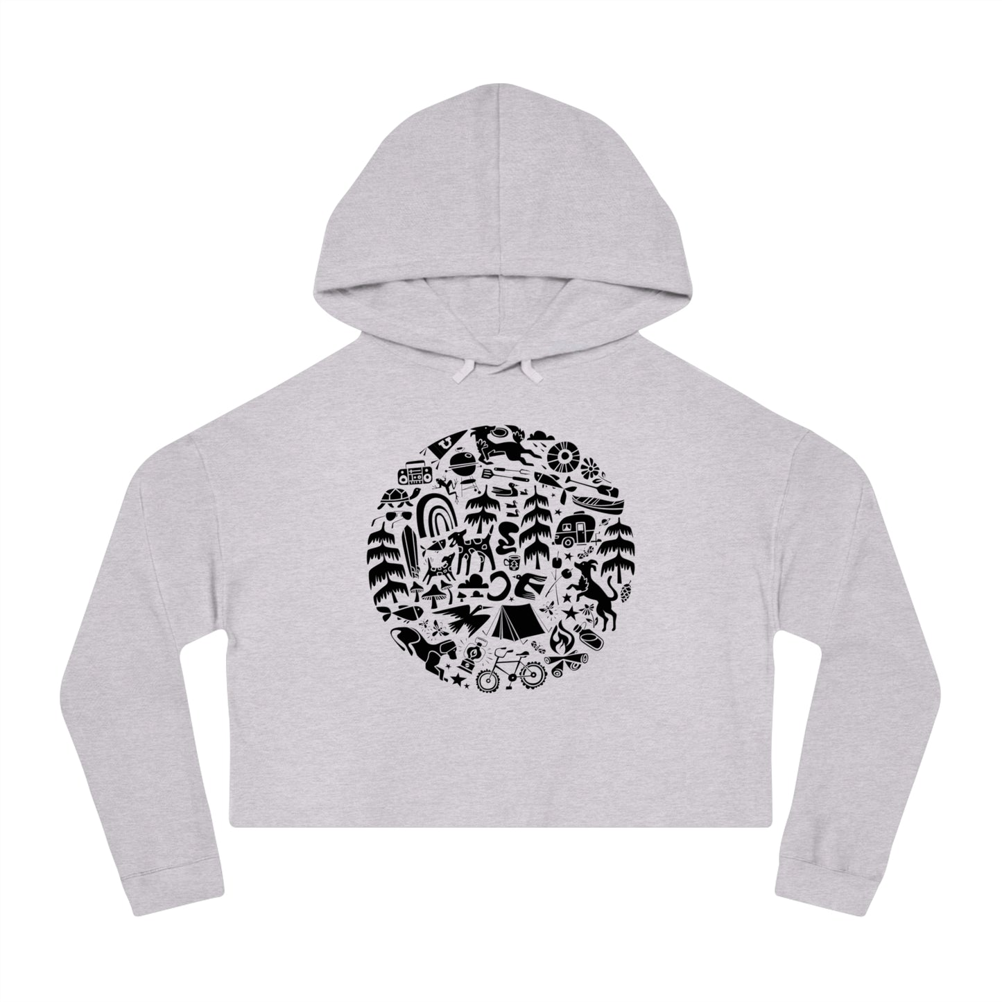 Camping Dogs Women's Cropped Hooded Sweatshirt