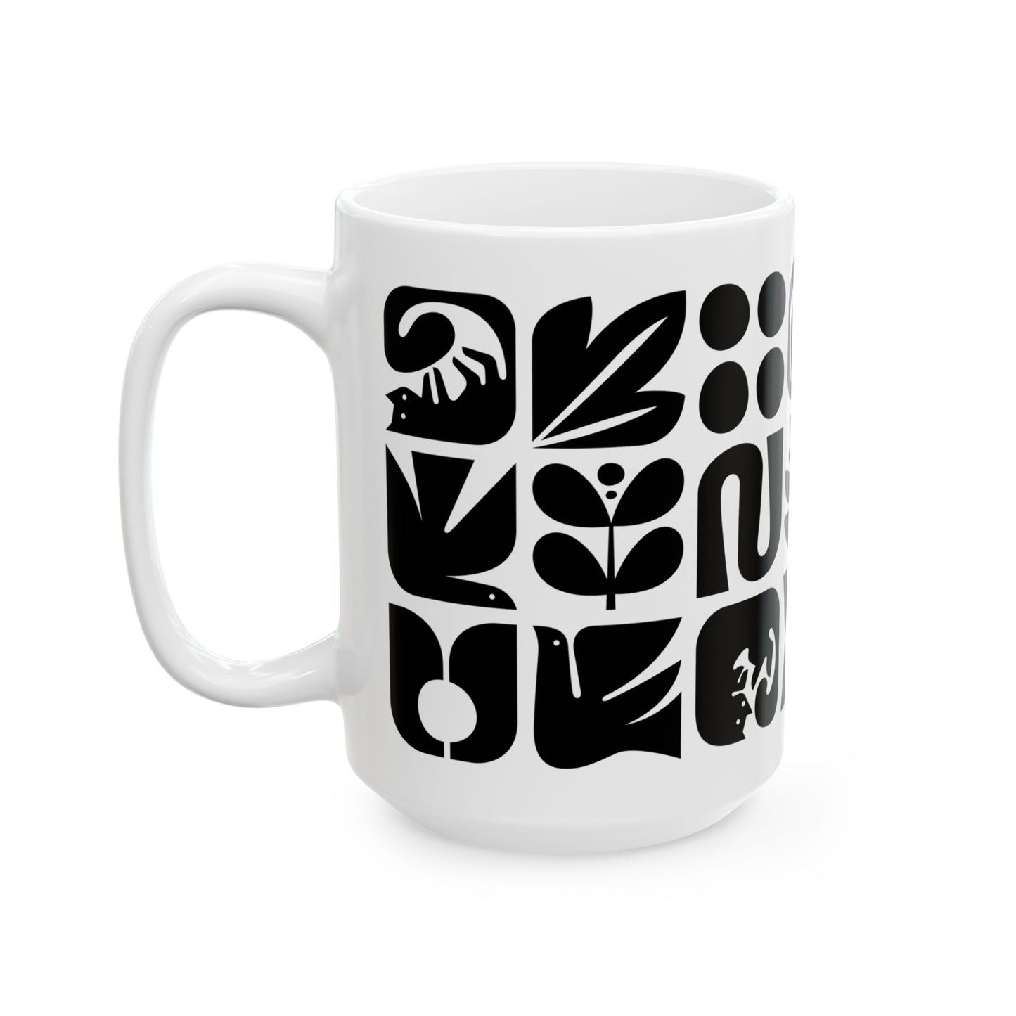 Cats and Birds Ceramic Mug 15oz