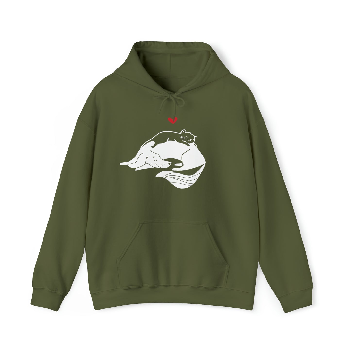 Dog & Cat Cuddling Women's Hooded Sweatshirt