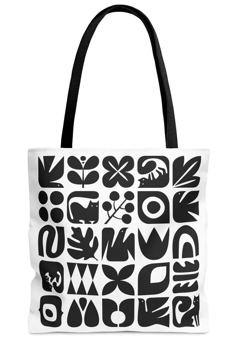 Graphic Cats and Birds Tote Bag