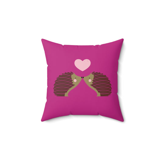 Hedgehog Love Spun Polyester Square Pillow