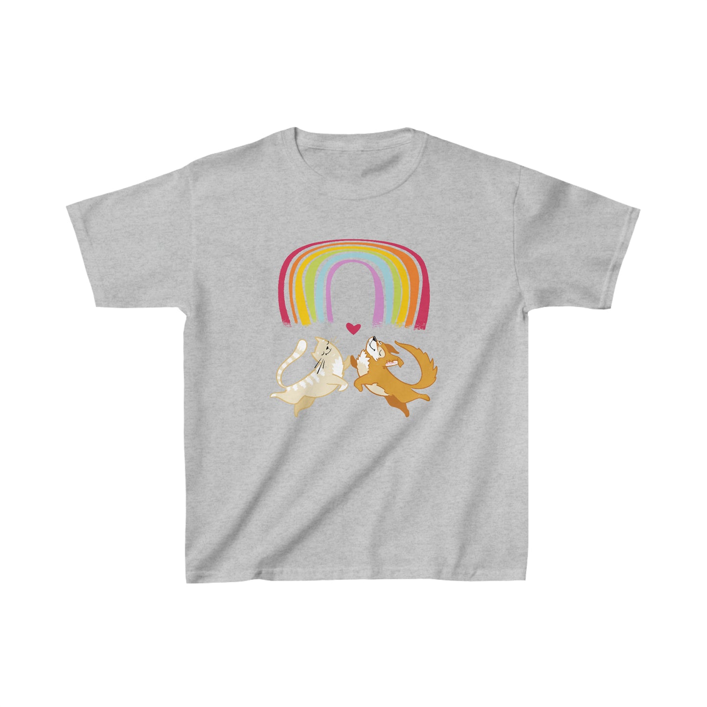 Rainbow Dog & Cat Kid's Heavy Cotton Tee