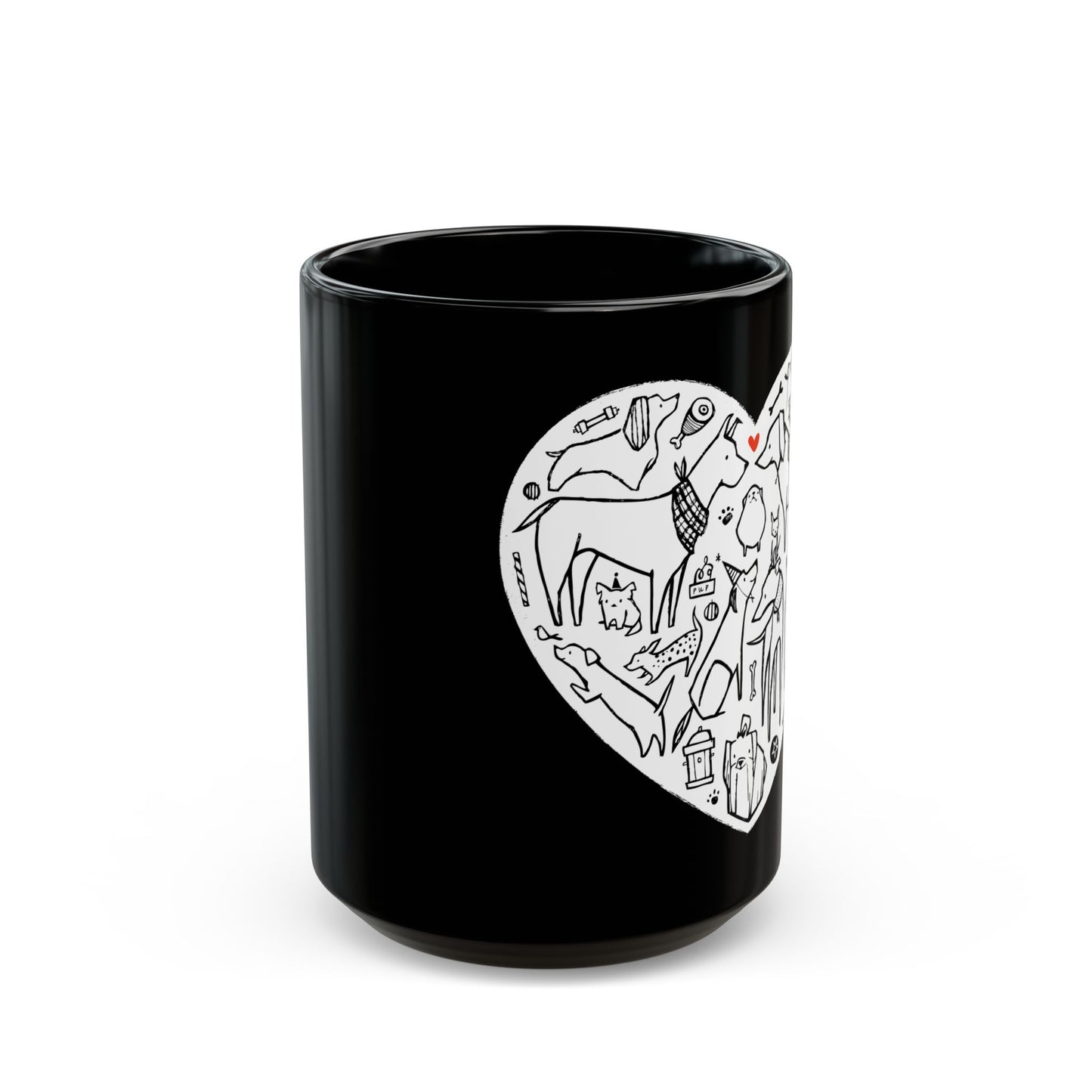 Dog Heart 15oz Black Mug