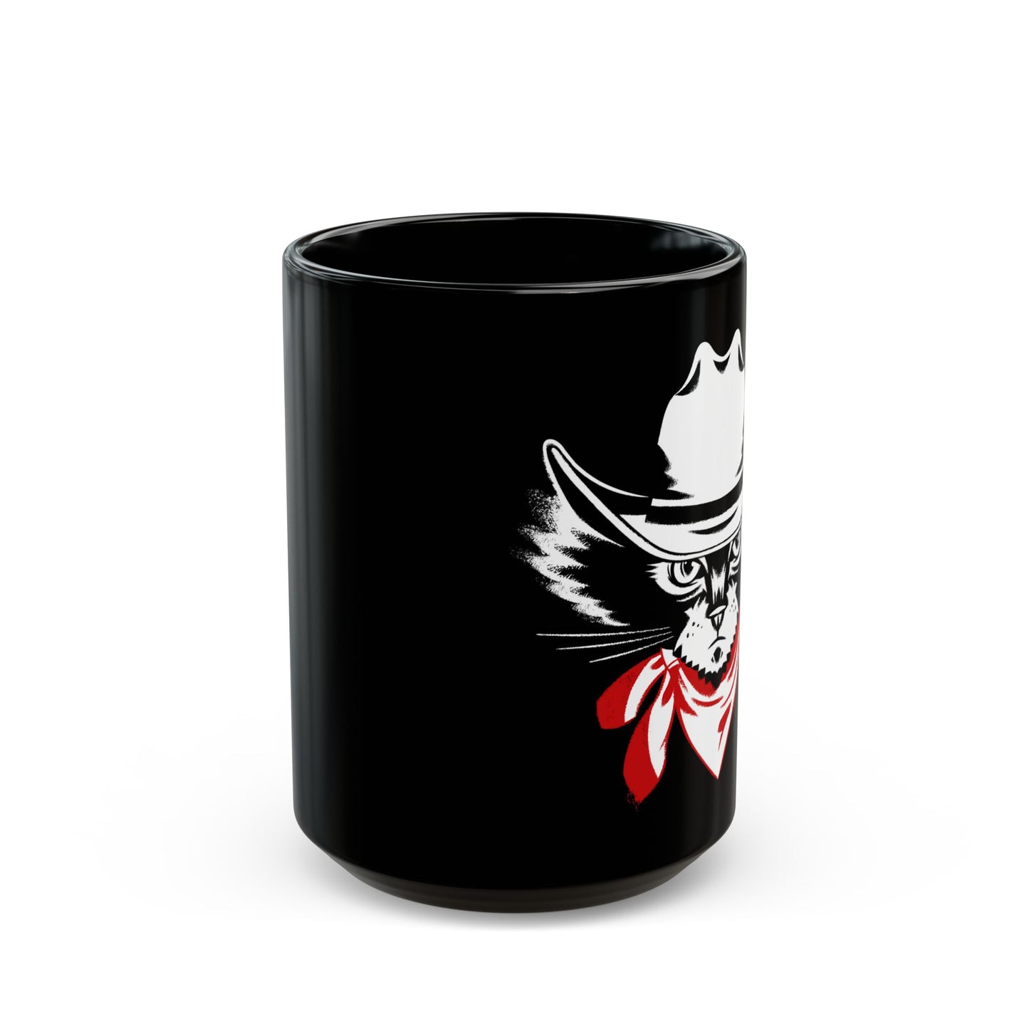 Cowboy Cat 15oz Black Mug