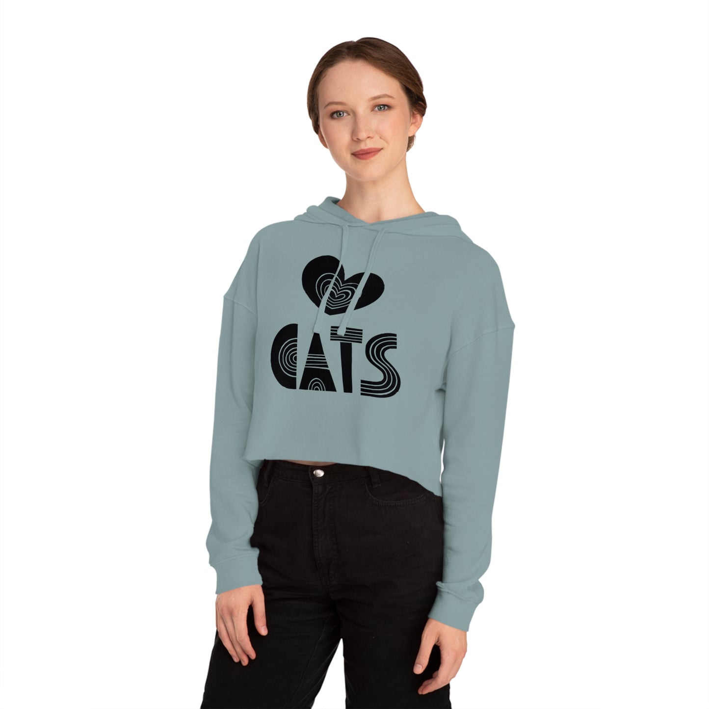Love Cats Women’s Cropped Hooded Sweatshirt