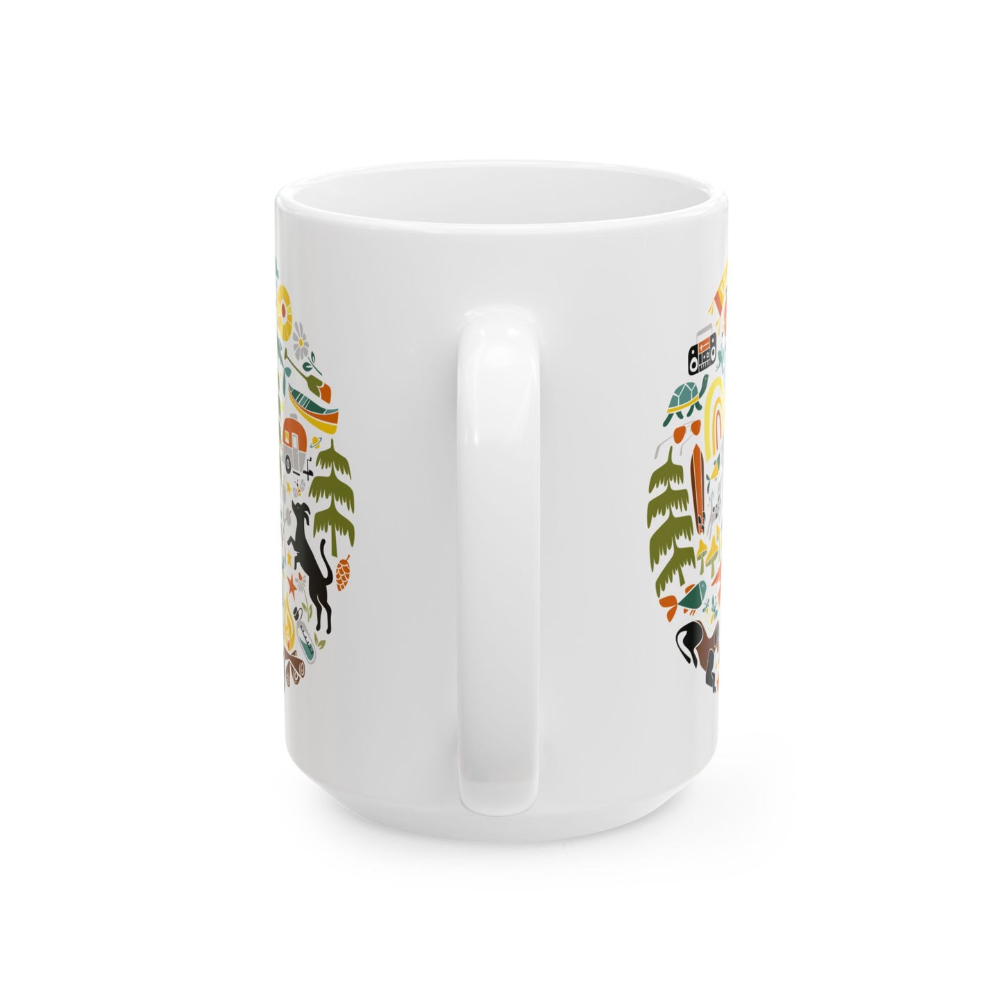 Camping Dogs Ceramic Mug 15oz
