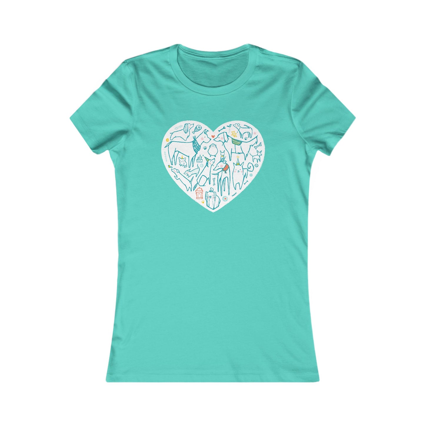 Colorful Dog Heart Women's Fitted Tee