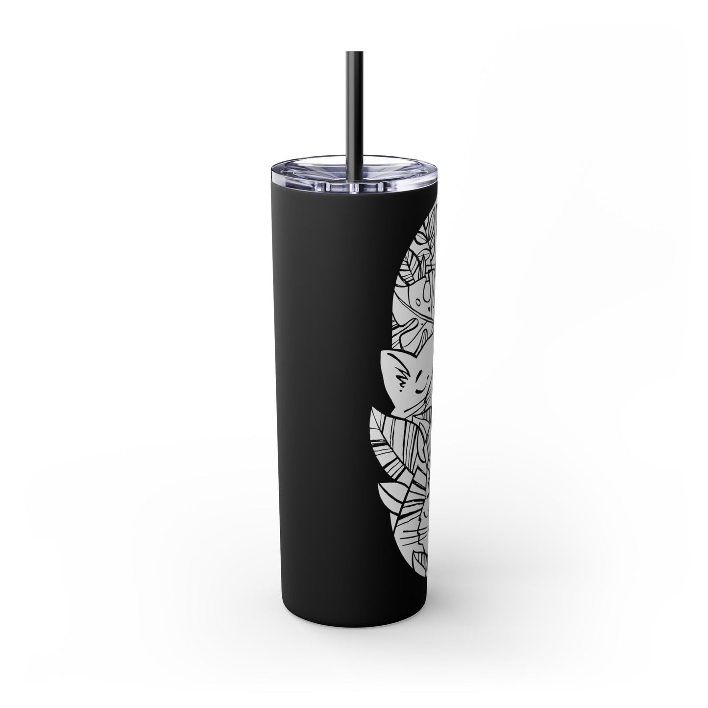 Jungle Cats Skinny Tumbler with Straw, 20oz