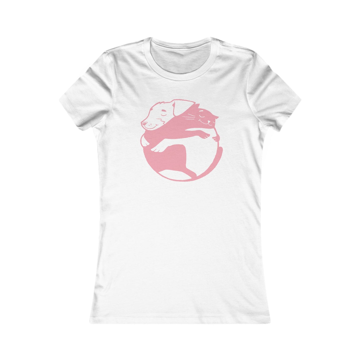 Dog & Cat Hugging Women's Fitted Tee