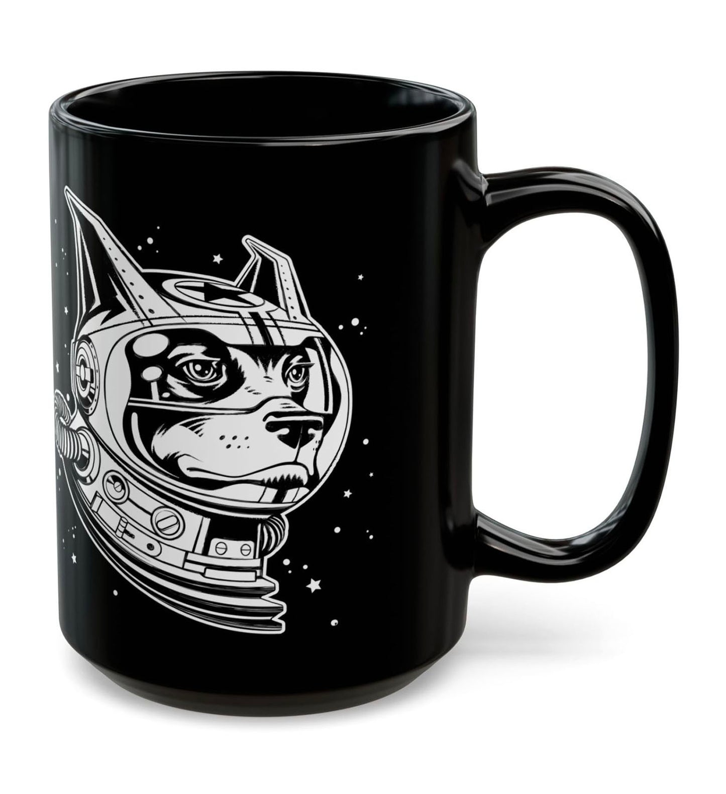 Space Dog 15oz Black Mug