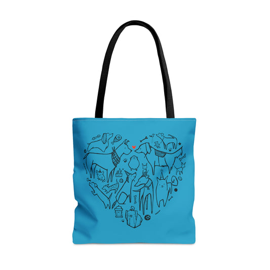 Blue Dog Heart Tote Bag