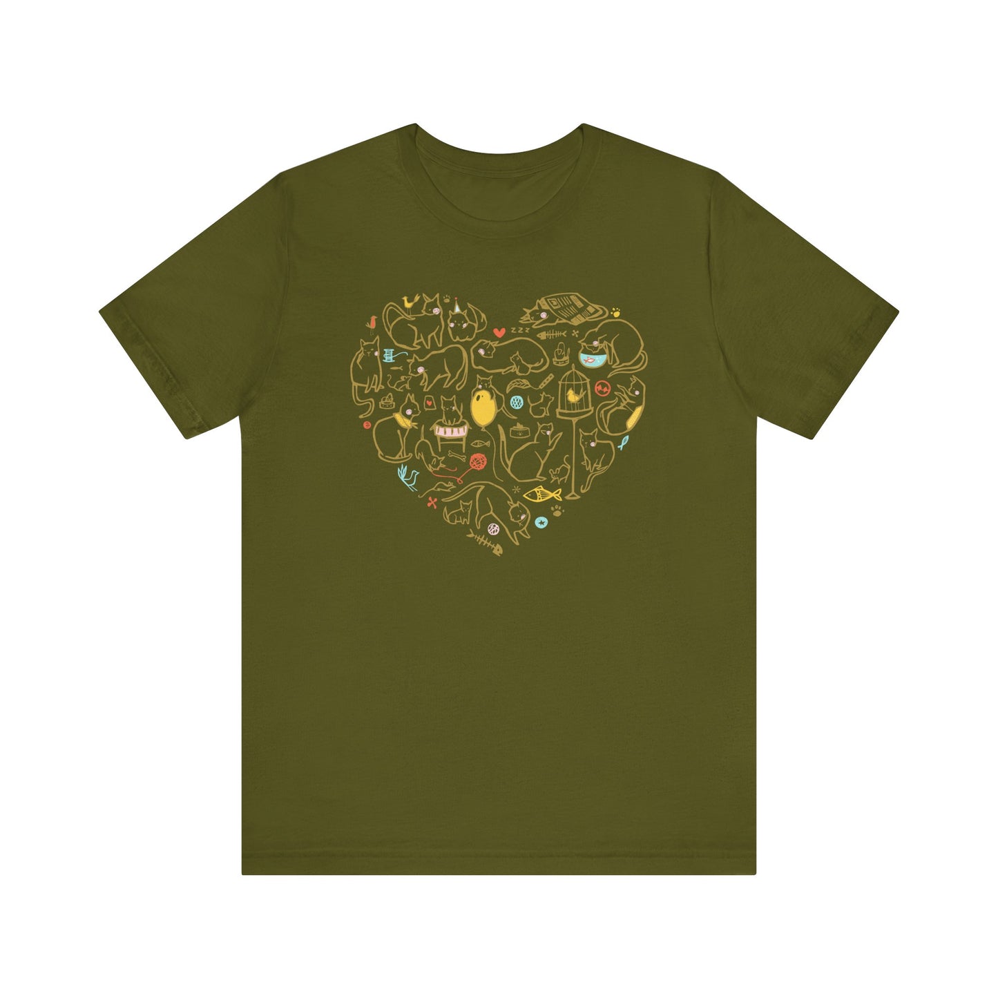 Colorful Cat Heart Tee — The Purrfect Shirt for Cat Lovers!