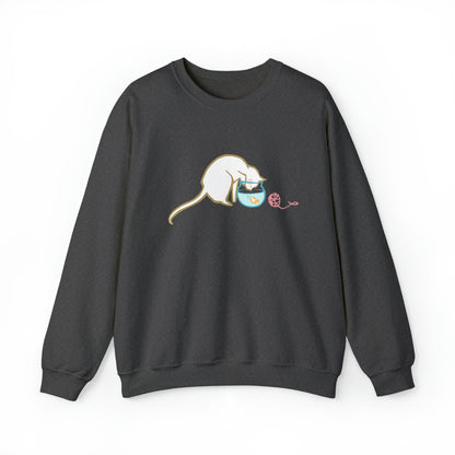 Cat & Fishbowl Heavy Blend Crewneck Sweatshirt