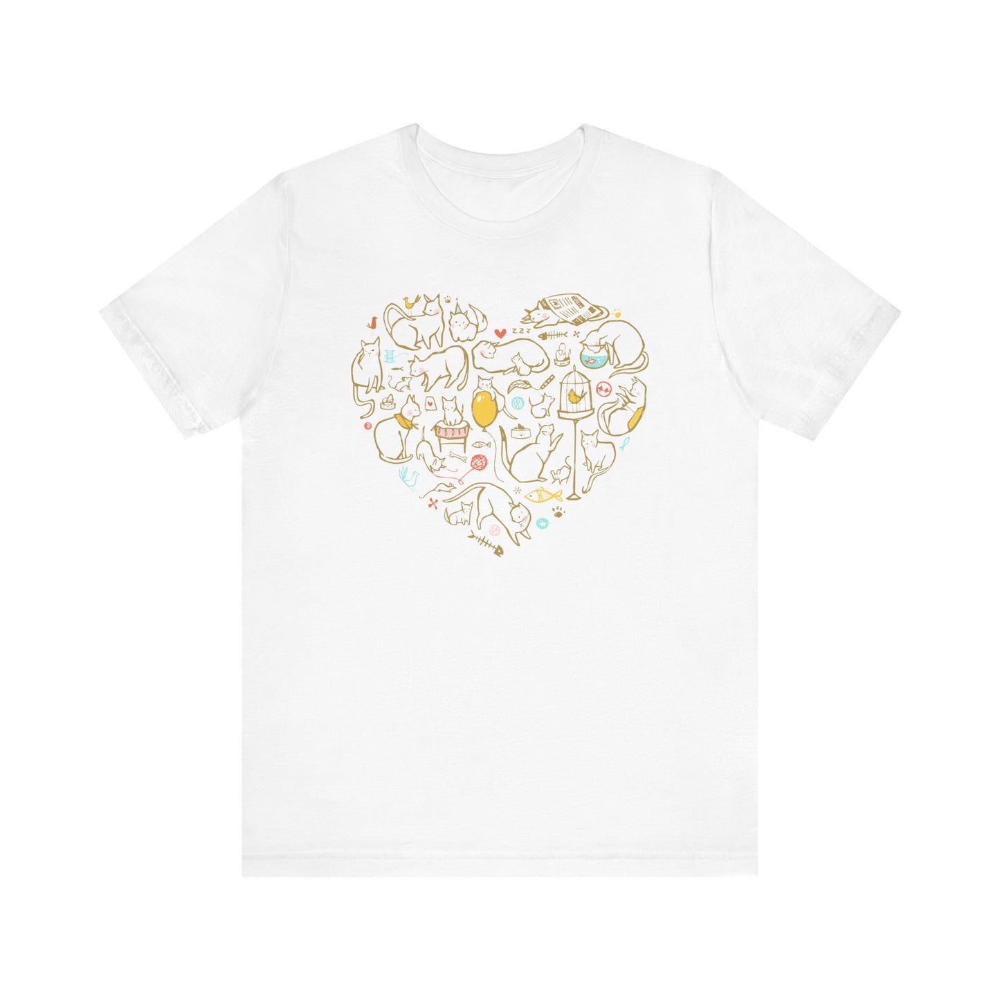 Colorful Cat Heart Tee — The Purrfect Shirt for Cat Lovers!