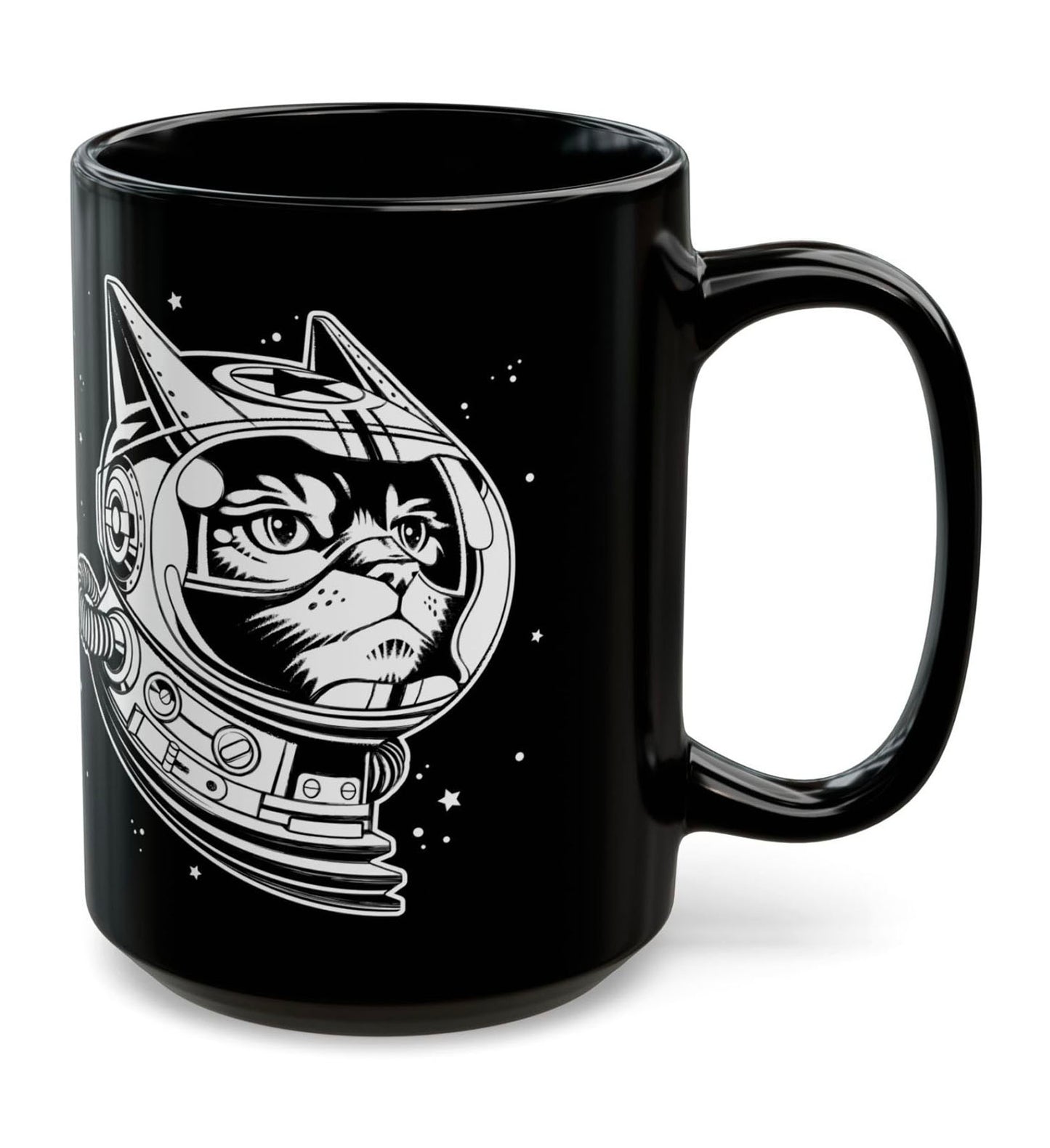 Space Cat 15oz Black Mug