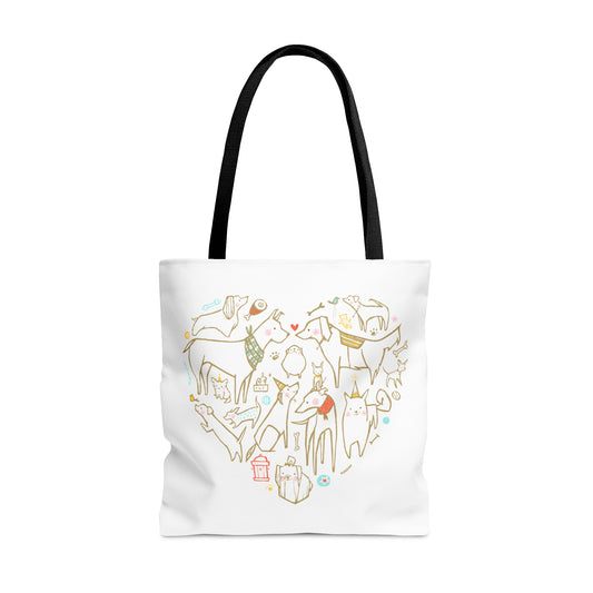Colorful Dog Heart Tote Bag