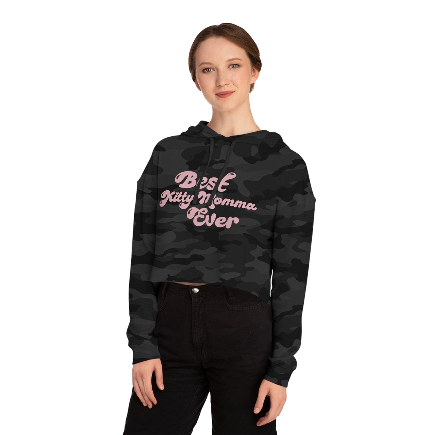 Best Kitty Momma Ever Women’s Cropped Hooded Sweatshirt