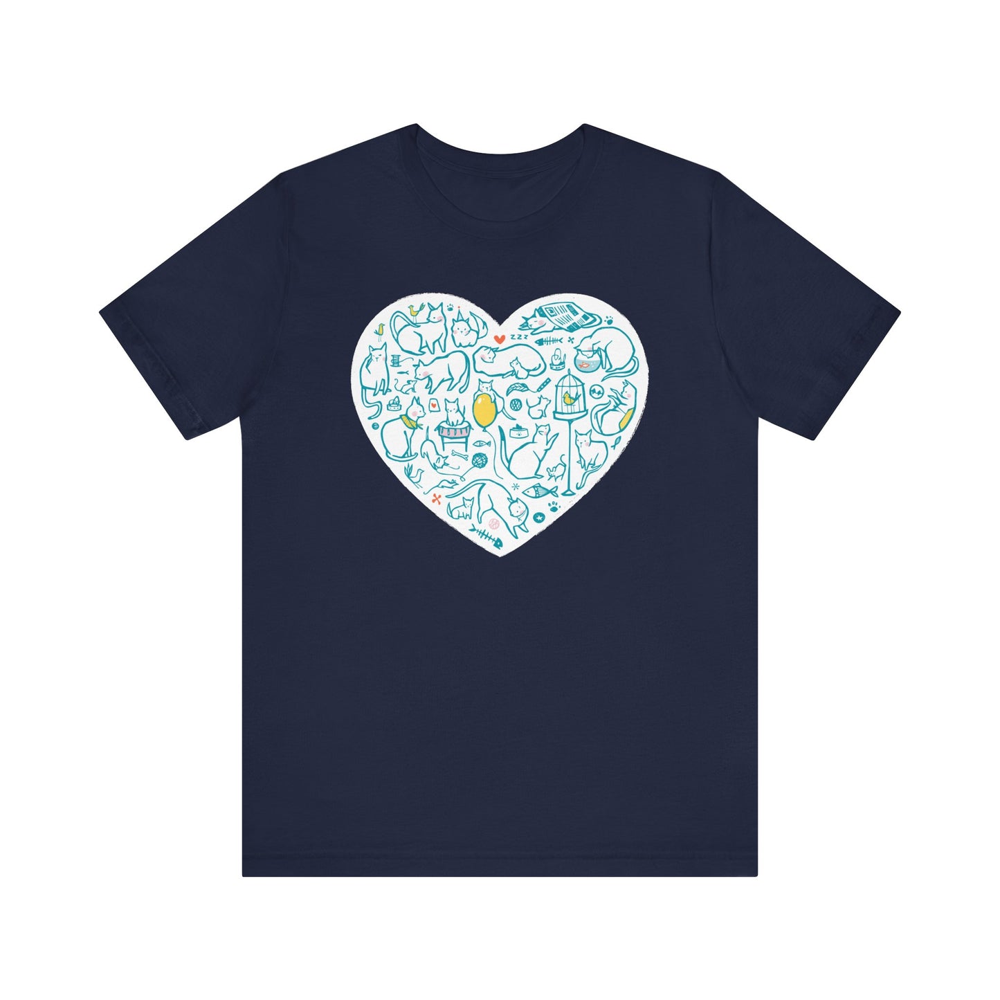 Colorful Cat Heart Tee — The Purrfect Shirt for Cat Lovers!