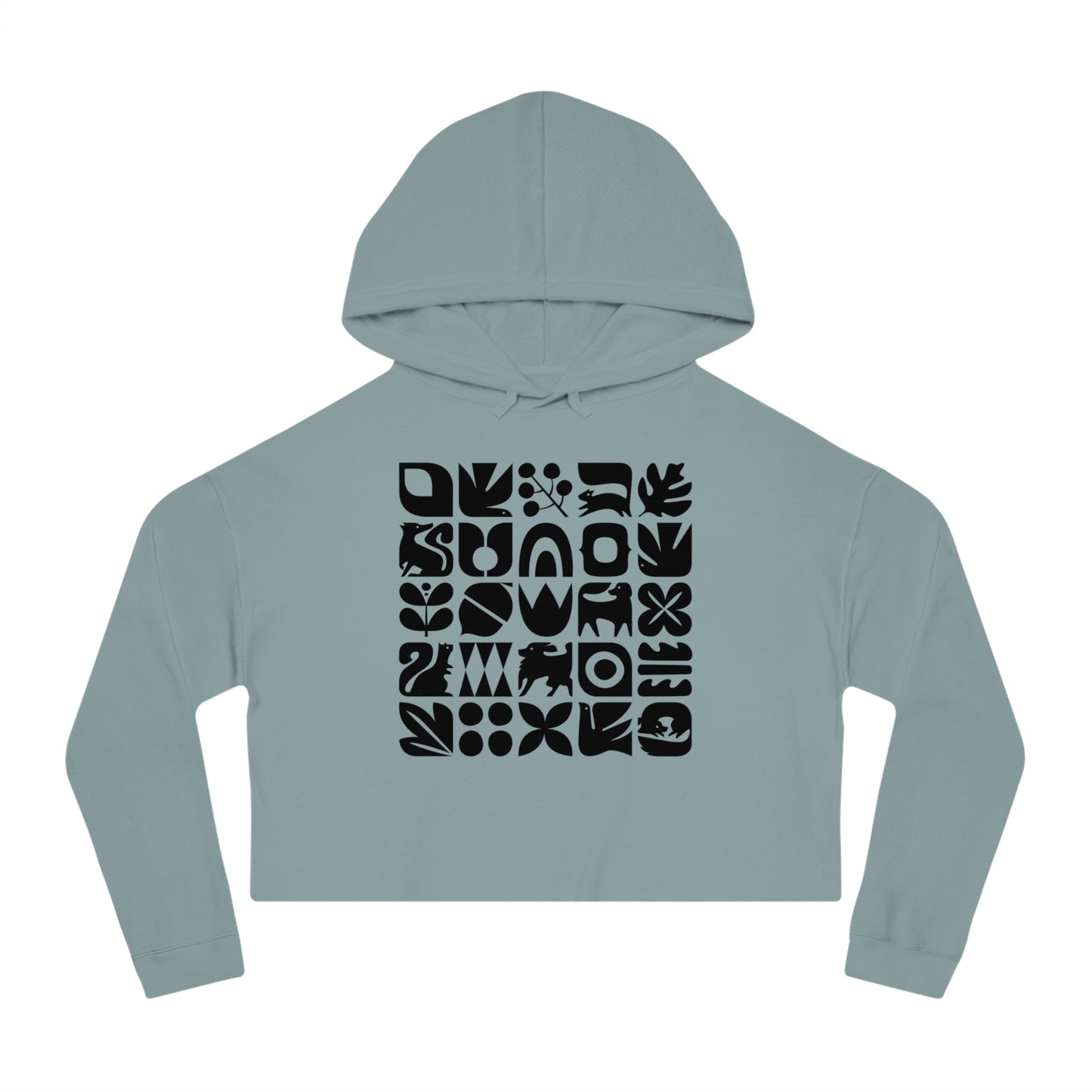 Dogs and Squirrels Graphic Women's Cropped Hooded Sweatshirt