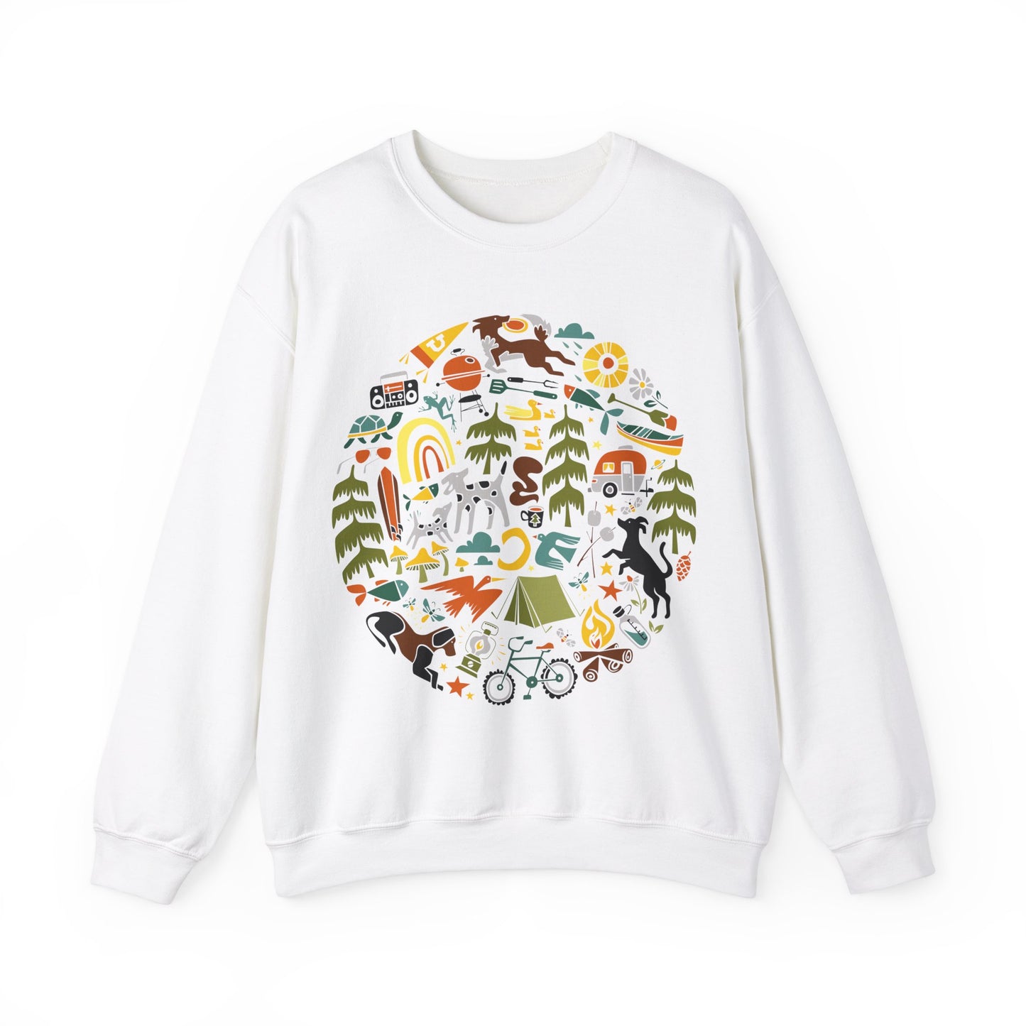 Camping Dogs Men's Heavy Blend Crewneck Sweatshirt
