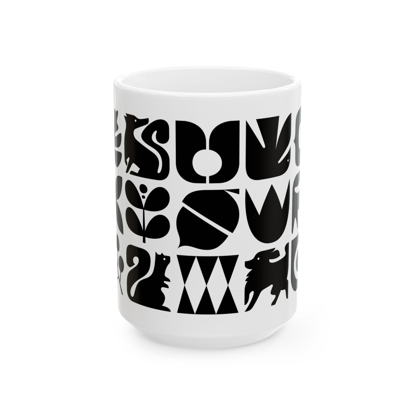 Dogs and Squirrels Ceramic Mug 15oz