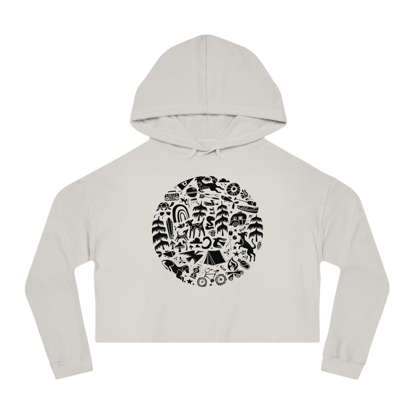 Camping Dogs Women's Cropped Hooded Sweatshirt