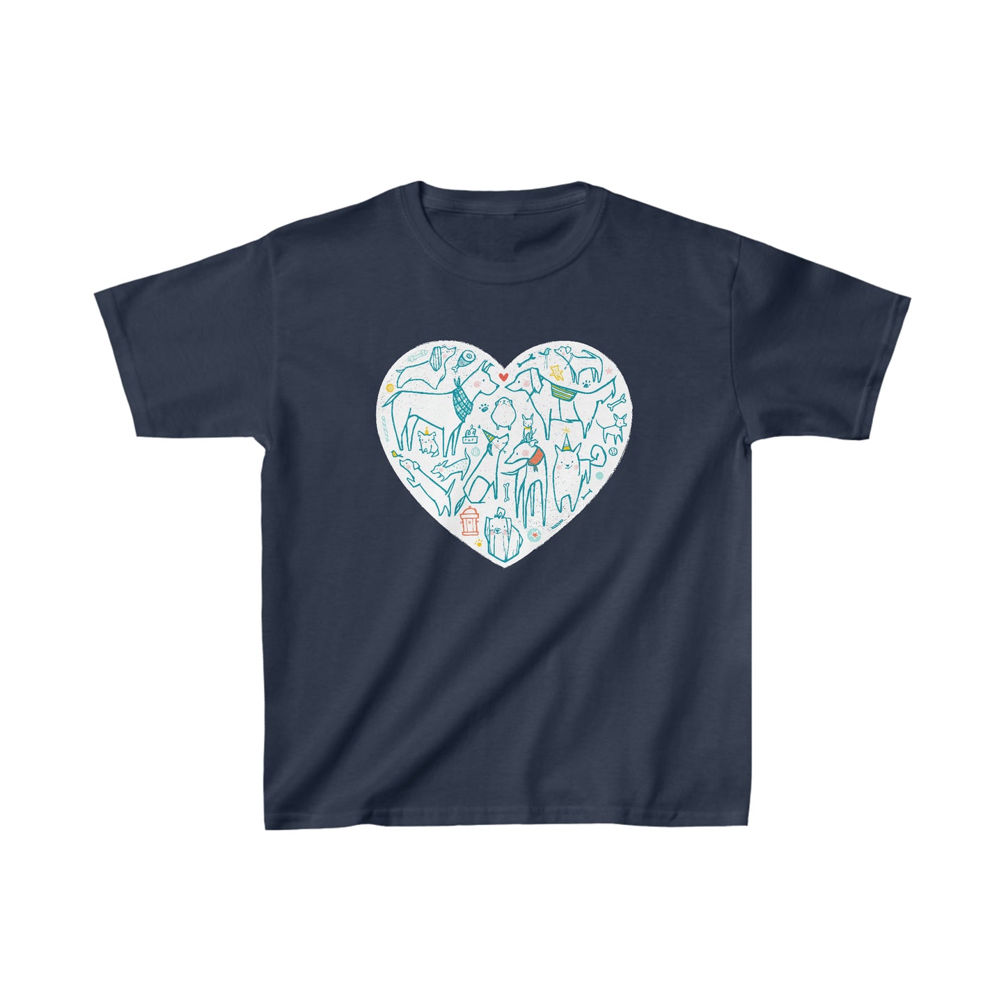 Colorful Dog Heart Kid's Heavy Cotton Tee