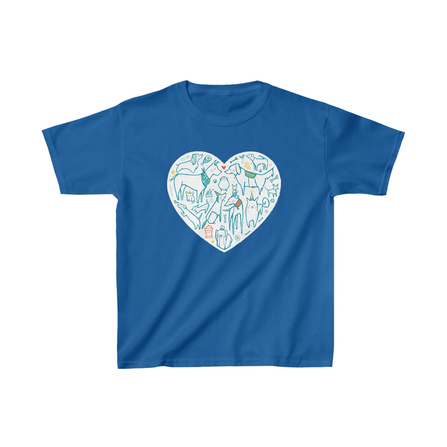Colorful Dog Heart Kid's Heavy Cotton Tee