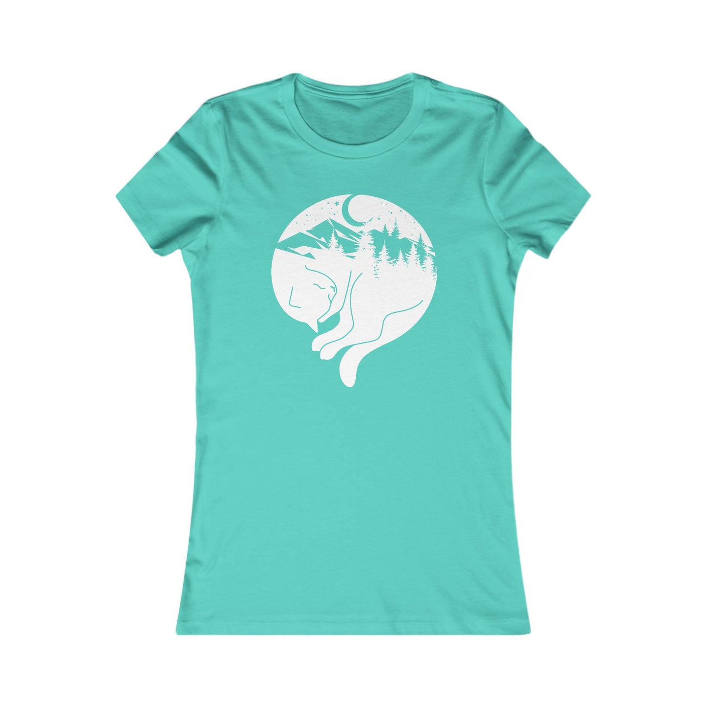 Sleeping Mountain Cat Women's Fitted Tee