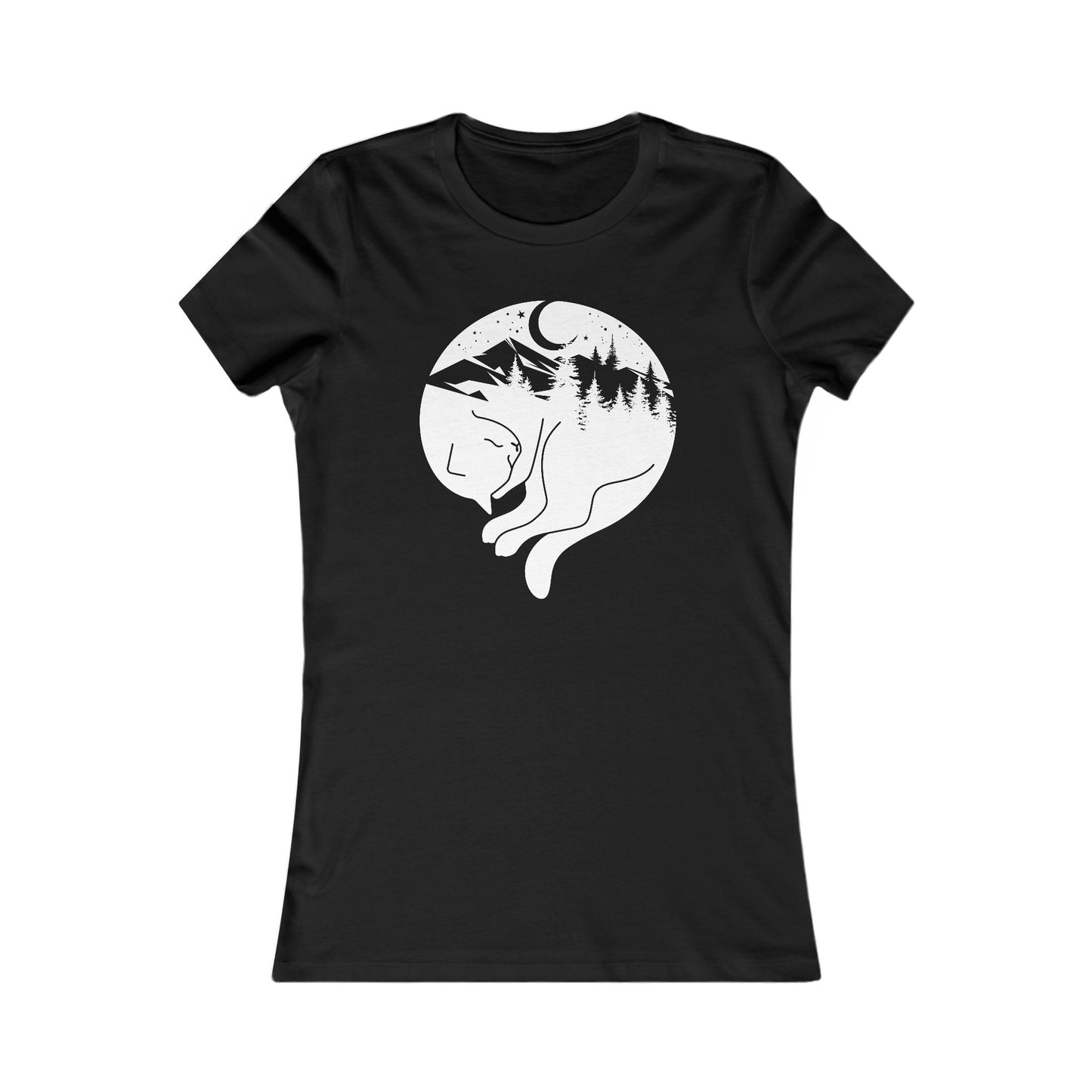 Sleeping Mountain Cat Women's Fitted Tee