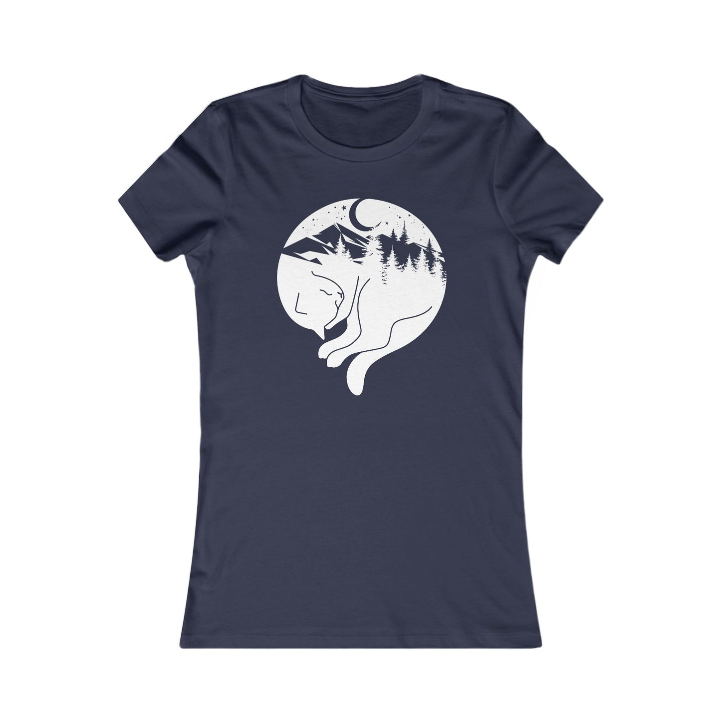 Sleeping Mountain Cat Women's Fitted Tee