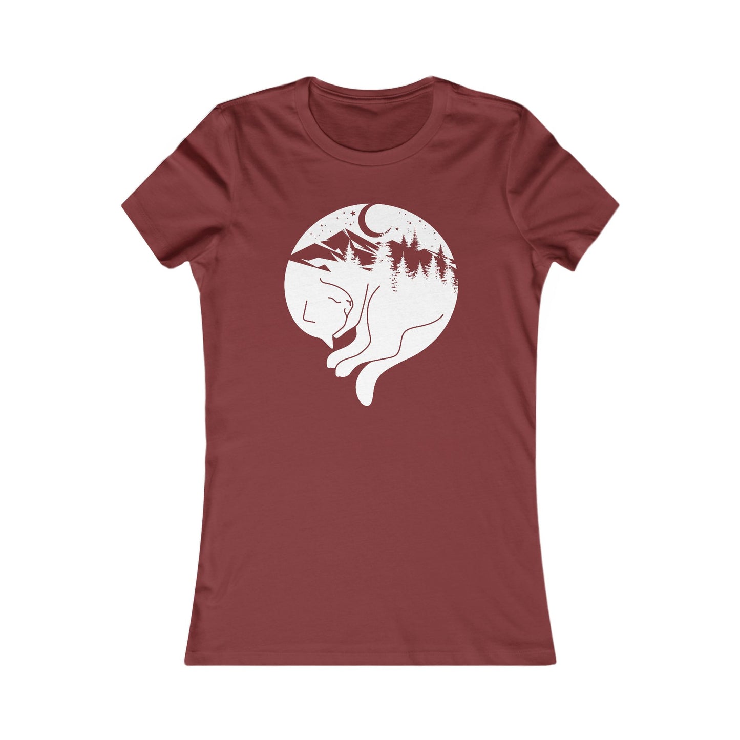 Sleeping Mountain Cat Women's Fitted Tee