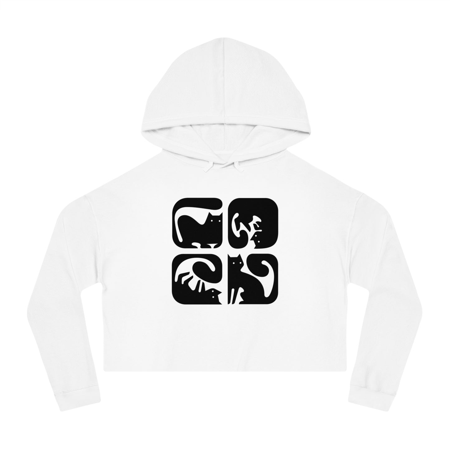 Cats Graphic Women's Cropped Hooded Sweatshirt