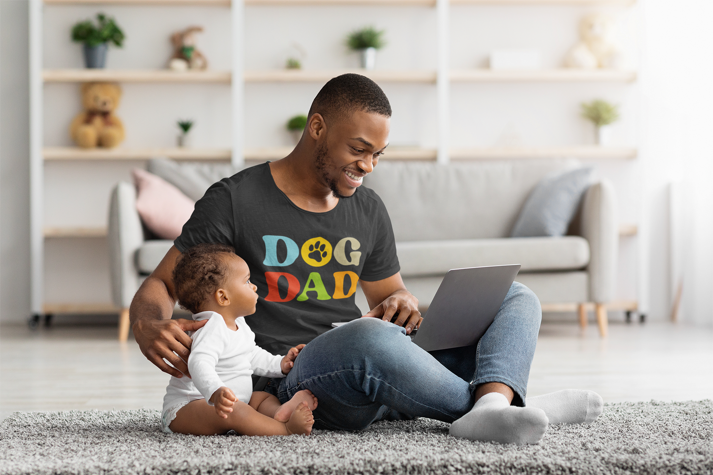Colorful Dog Dad Graphic Tee