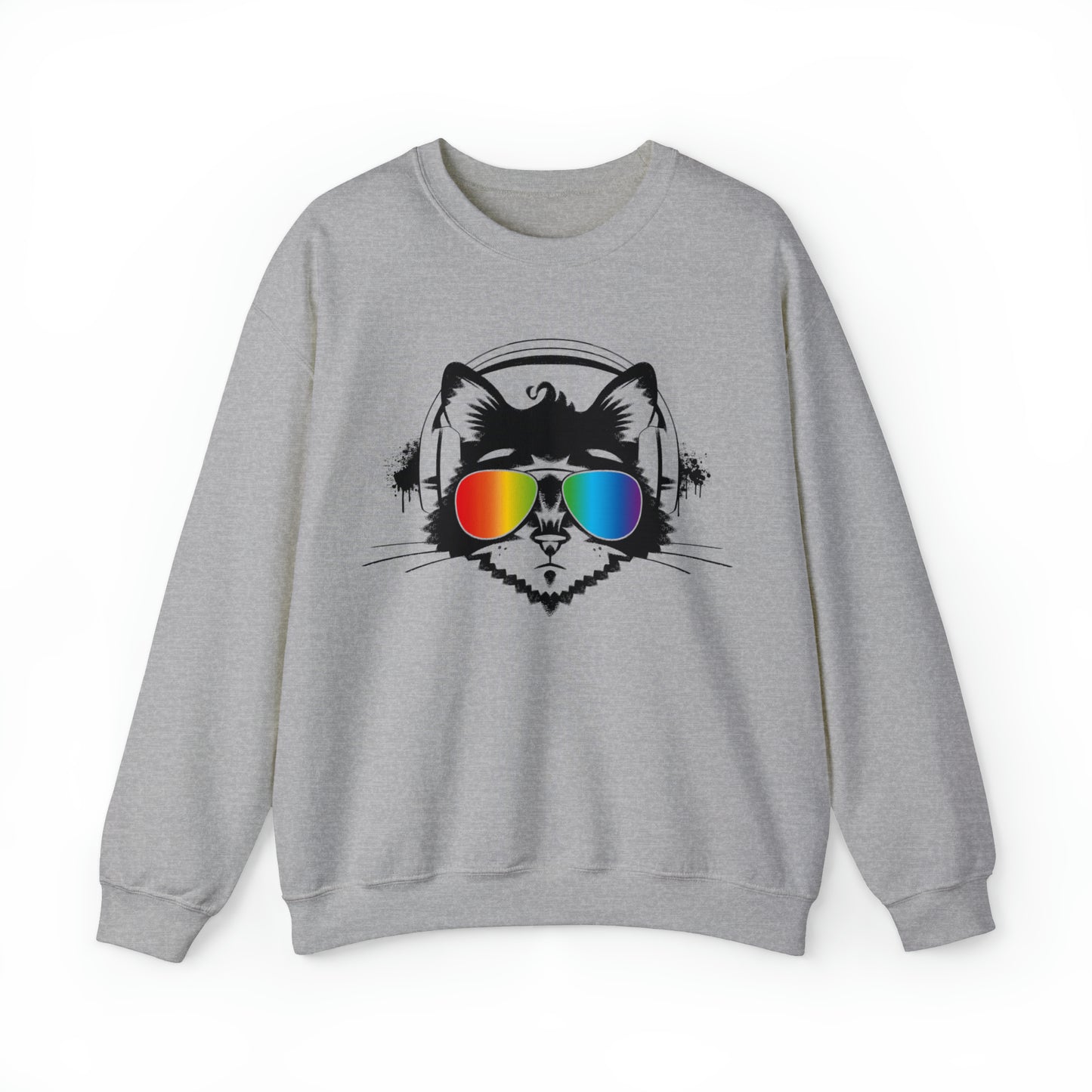 Music Cat Women's Heavy Blend Crewneck Sweatshirt
