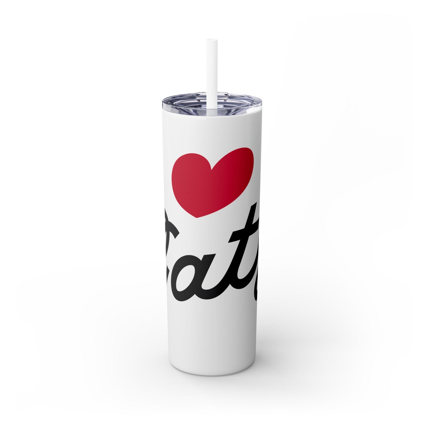 Love Cats Script Skinny Tumbler with Straw, 20oz