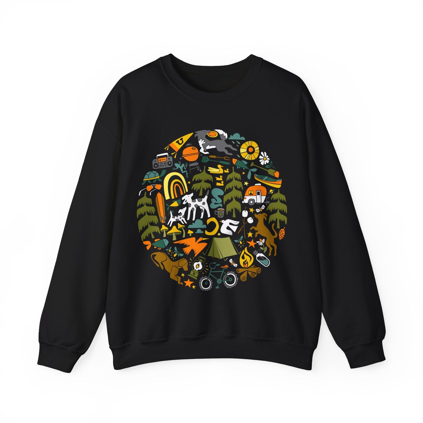 Camping Dogs Men's Heavy Blend Crewneck Sweatshirt