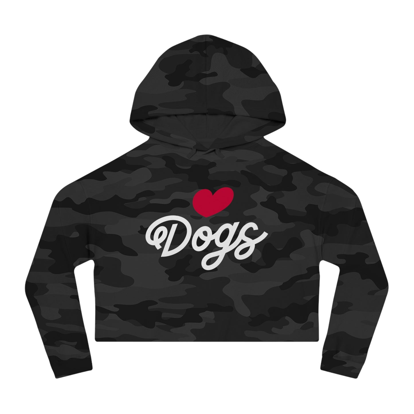 Love Dogs Script Cropped Women's Hooded Sweatshirt