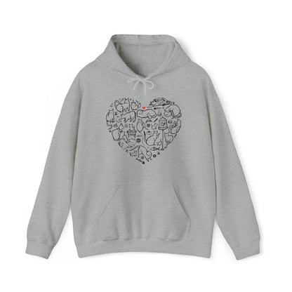 Cat Heart Hooded Sweatshirt