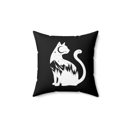 Mountain Cat Spun Polyester Square Pillow