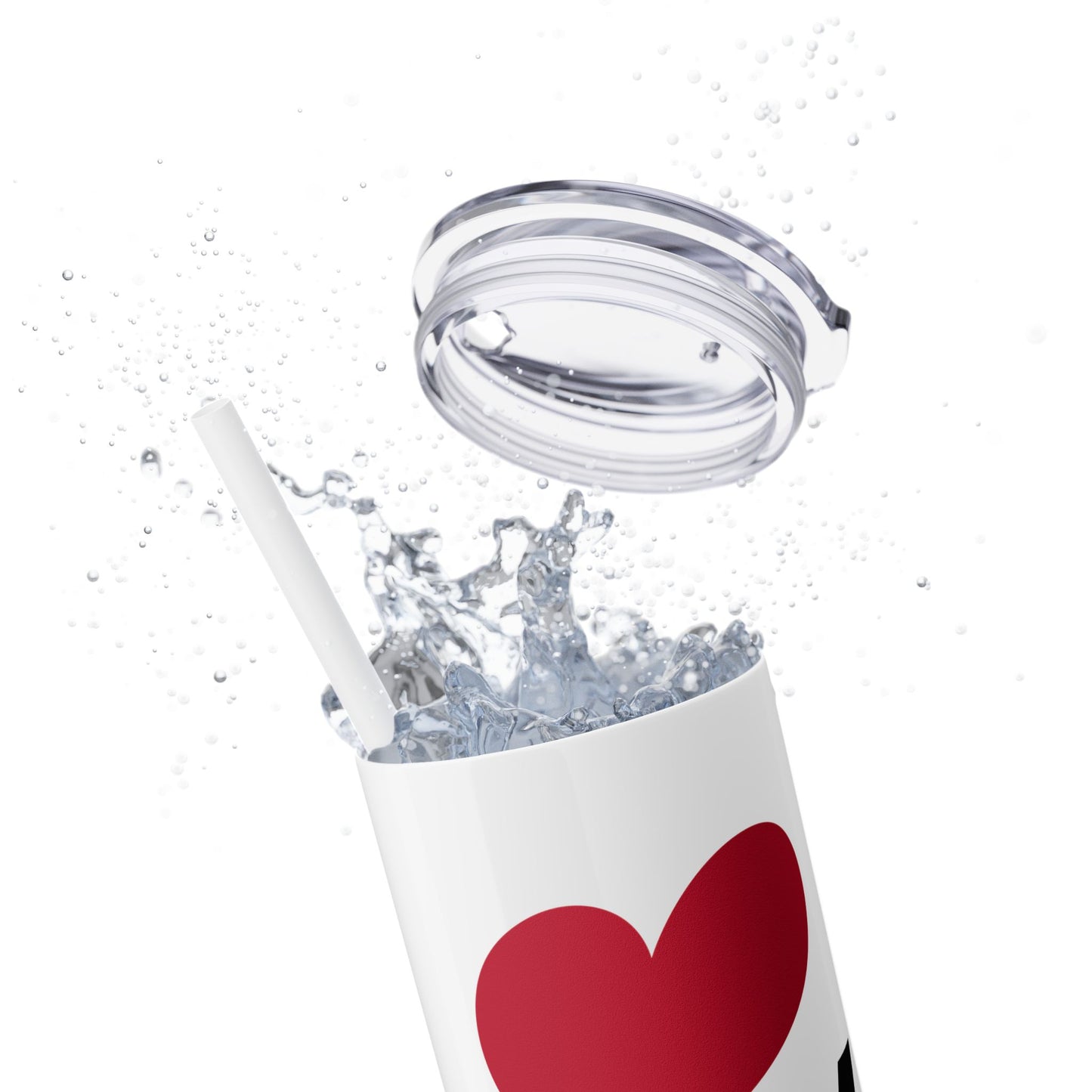 Love Cats Script Skinny Tumbler with Straw, 20oz
