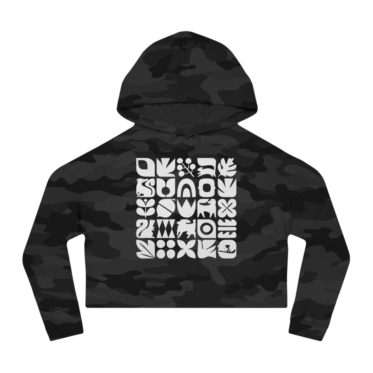 Dogs and Squirrels Graphic Women's Cropped Hooded Sweatshirt