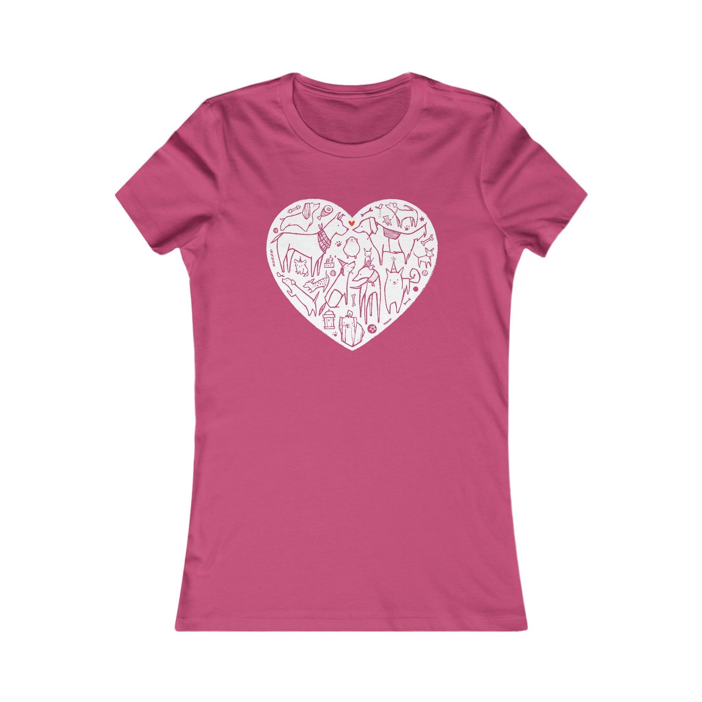 Colorful Dog Heart Women's Fitted Tee