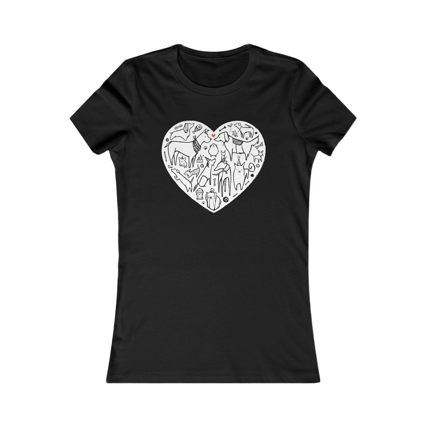 Colorful Dog Heart Women's Fitted Tee