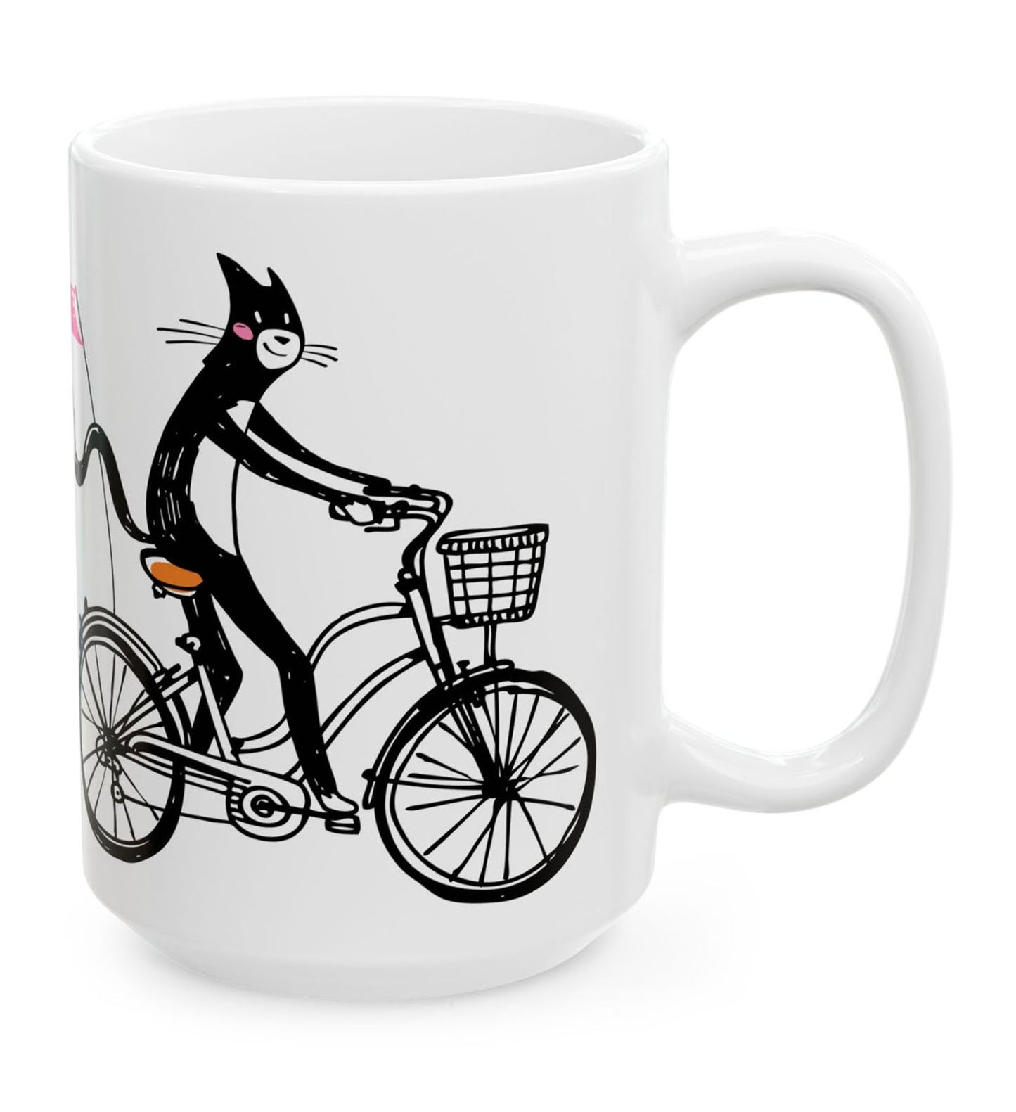 Bicycle Cat Ceramic Mug 15oz