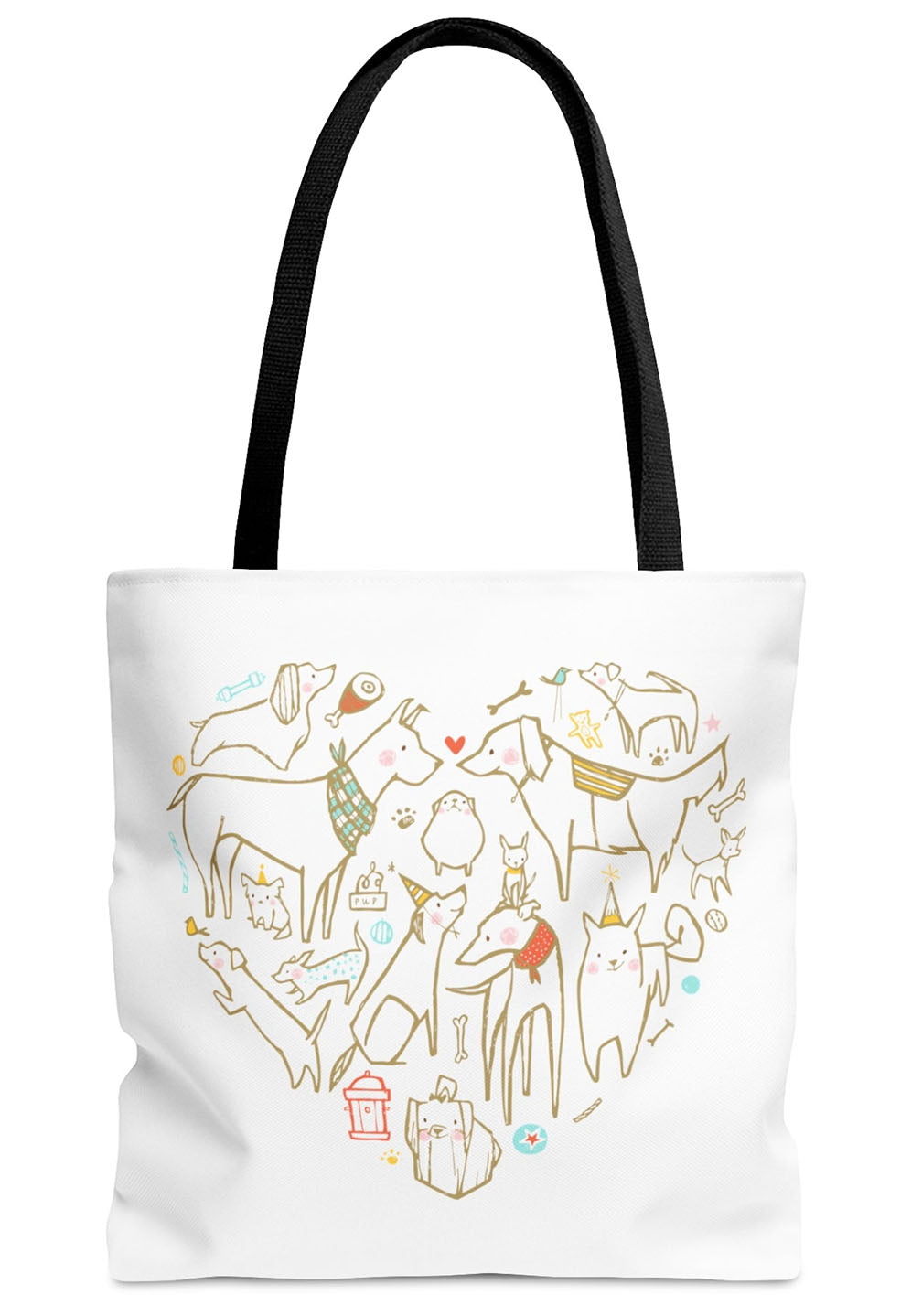 Colorful Dog Heart Tote Bag