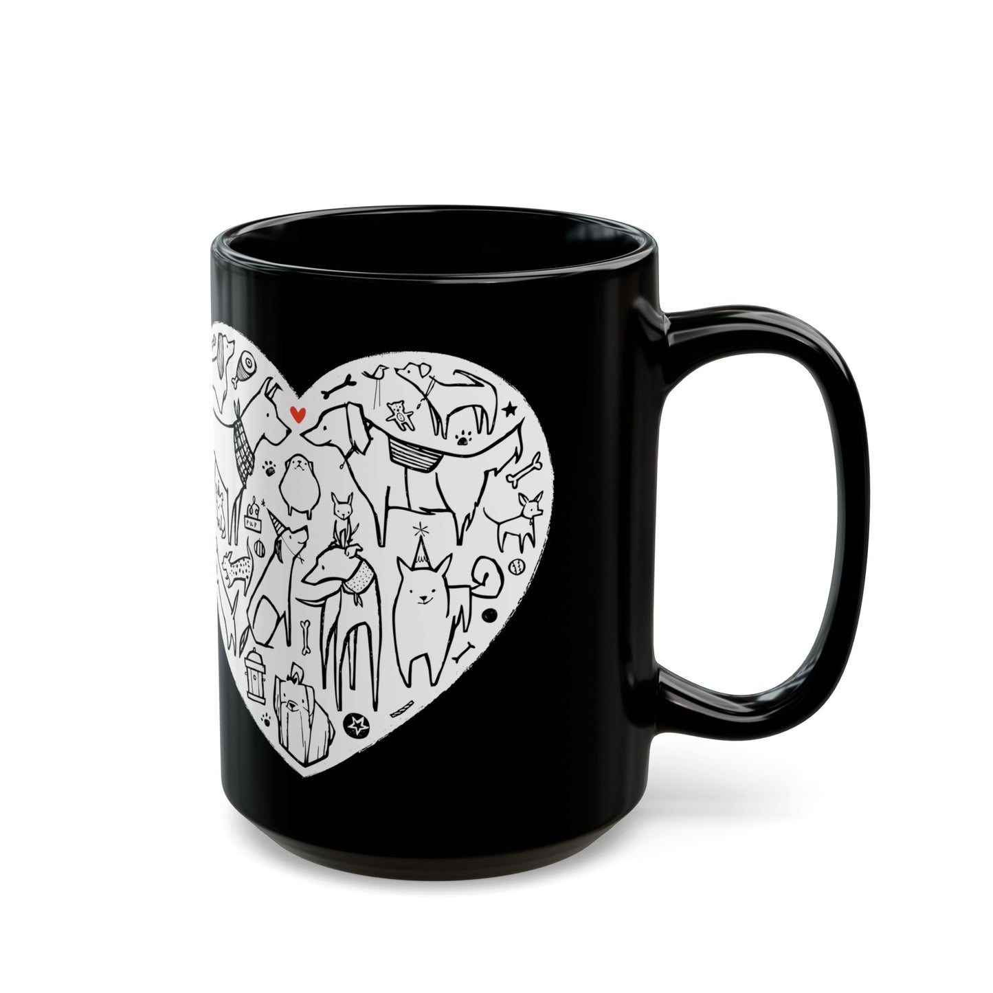 Dog Heart 15oz Black Mug