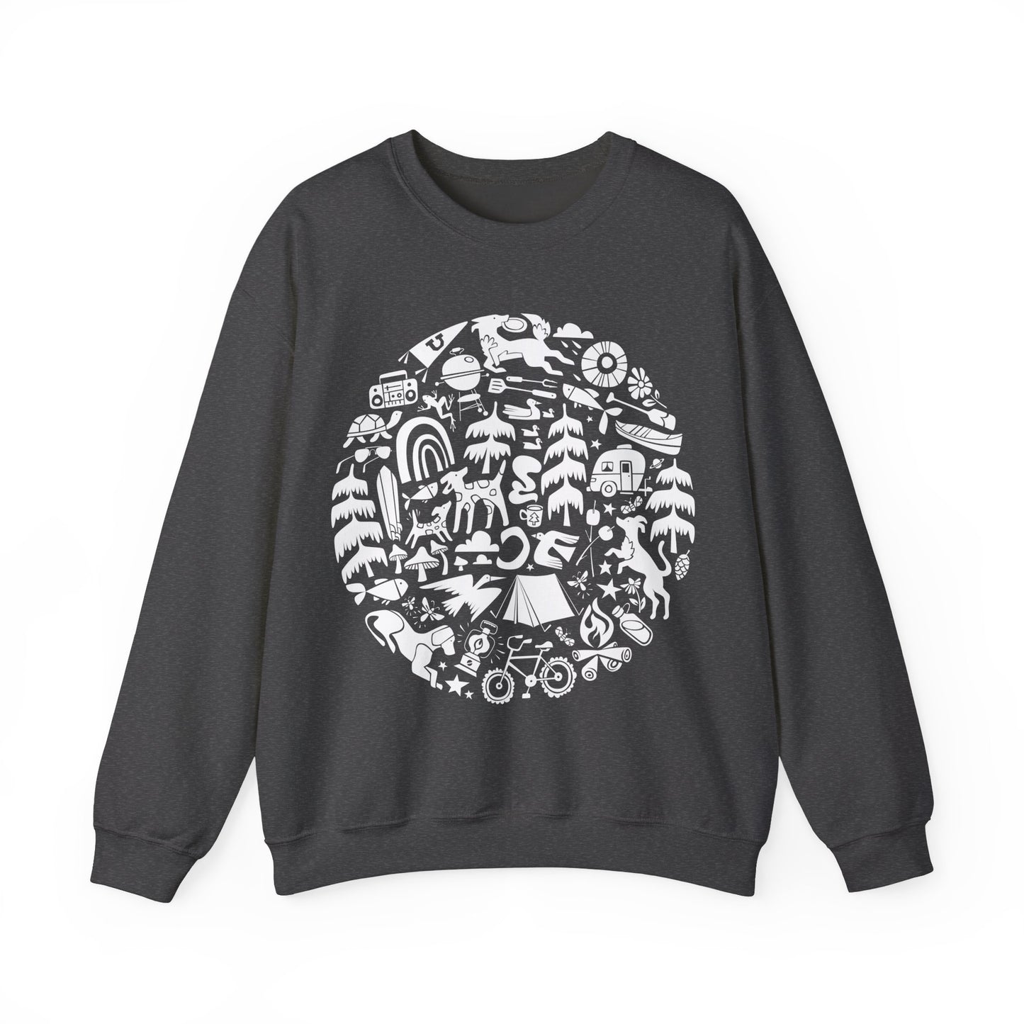 Camping Dogs Men's Heavy Blend Crewneck Sweatshirt